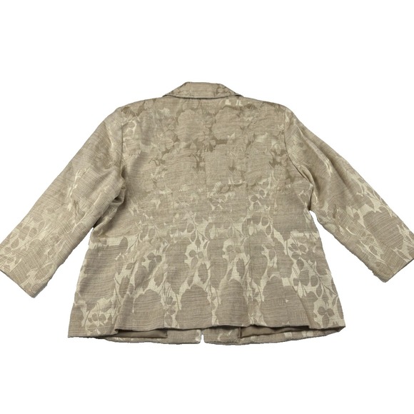 Chico's Blazer Jacket Floral Jacquard Gold Women's Size Large Lightweight Career - Picture 3 of 8